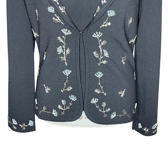 BCBGMAXAZRIA Black Beaded Twin Set Cardigan & Tank Top Medium - Picture 9 of 15